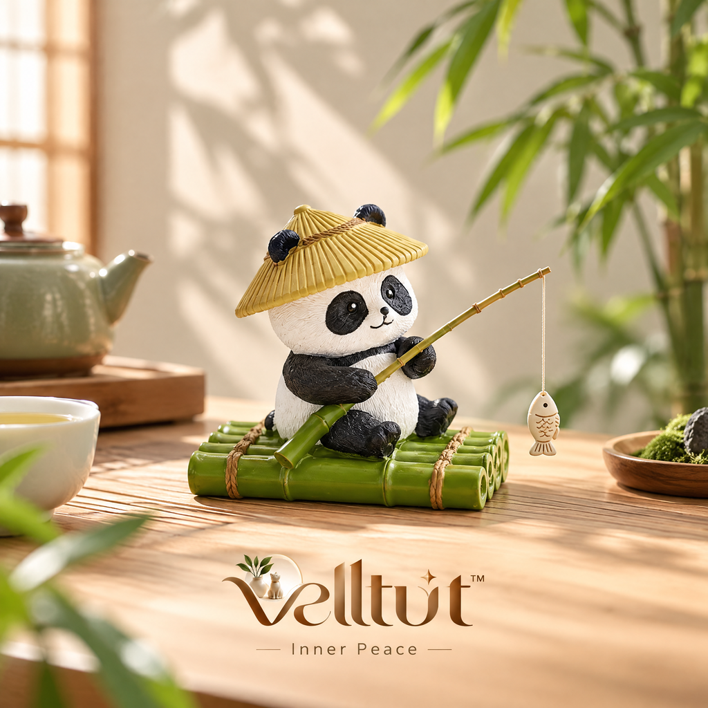 velltut™ Bamboo Raft Panda Desk Figurine