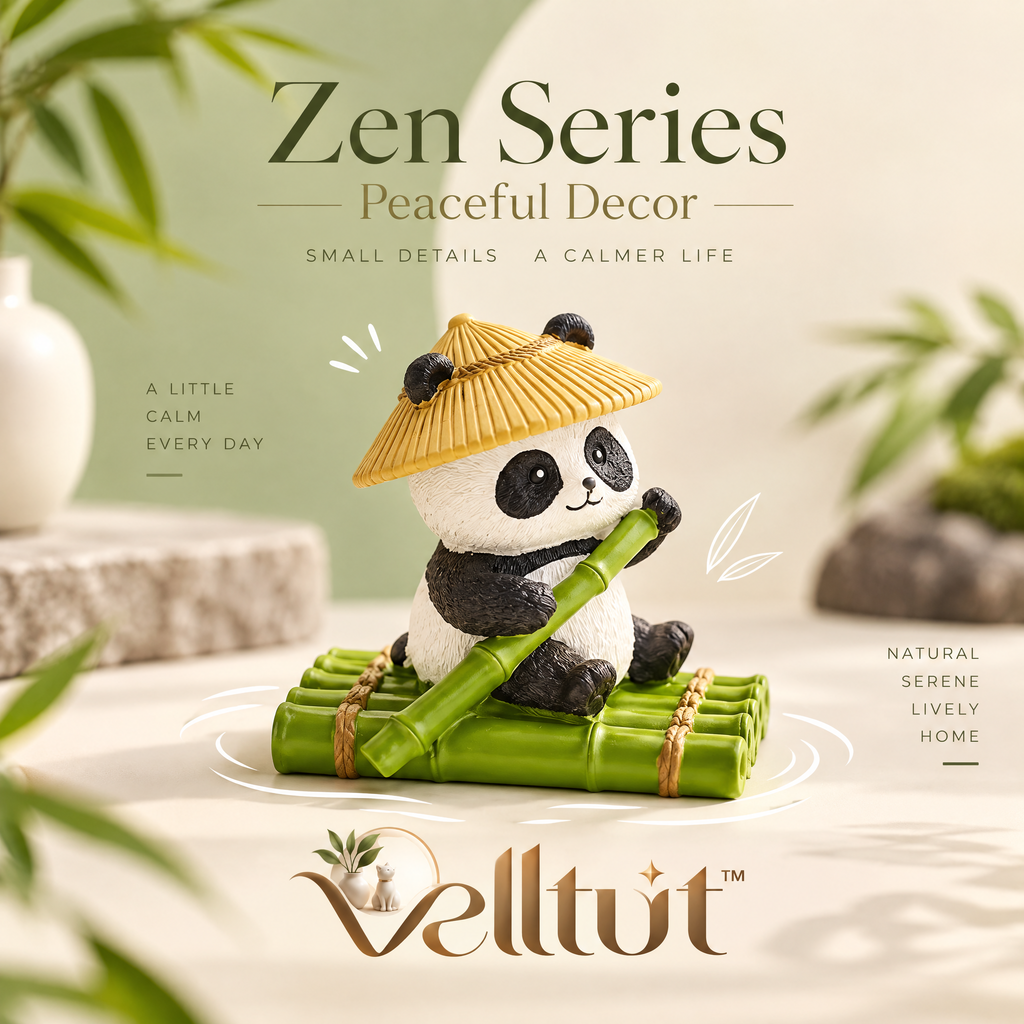 velltut™ Bamboo Raft Panda Desk Figurine