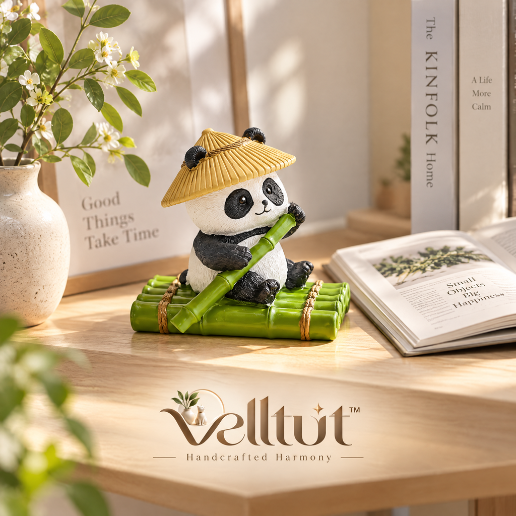 velltut™ Bamboo Raft Panda Desk Figurine