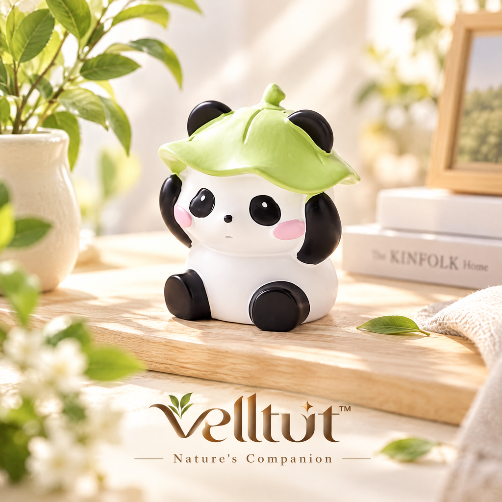 velltut™ Leaf-Hat Panda "Not Listening" Figurine