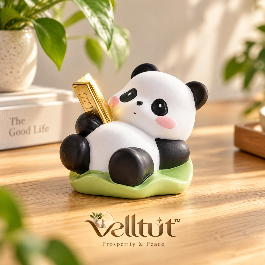 velltut™ Zen Panda Gold Bar Figurine