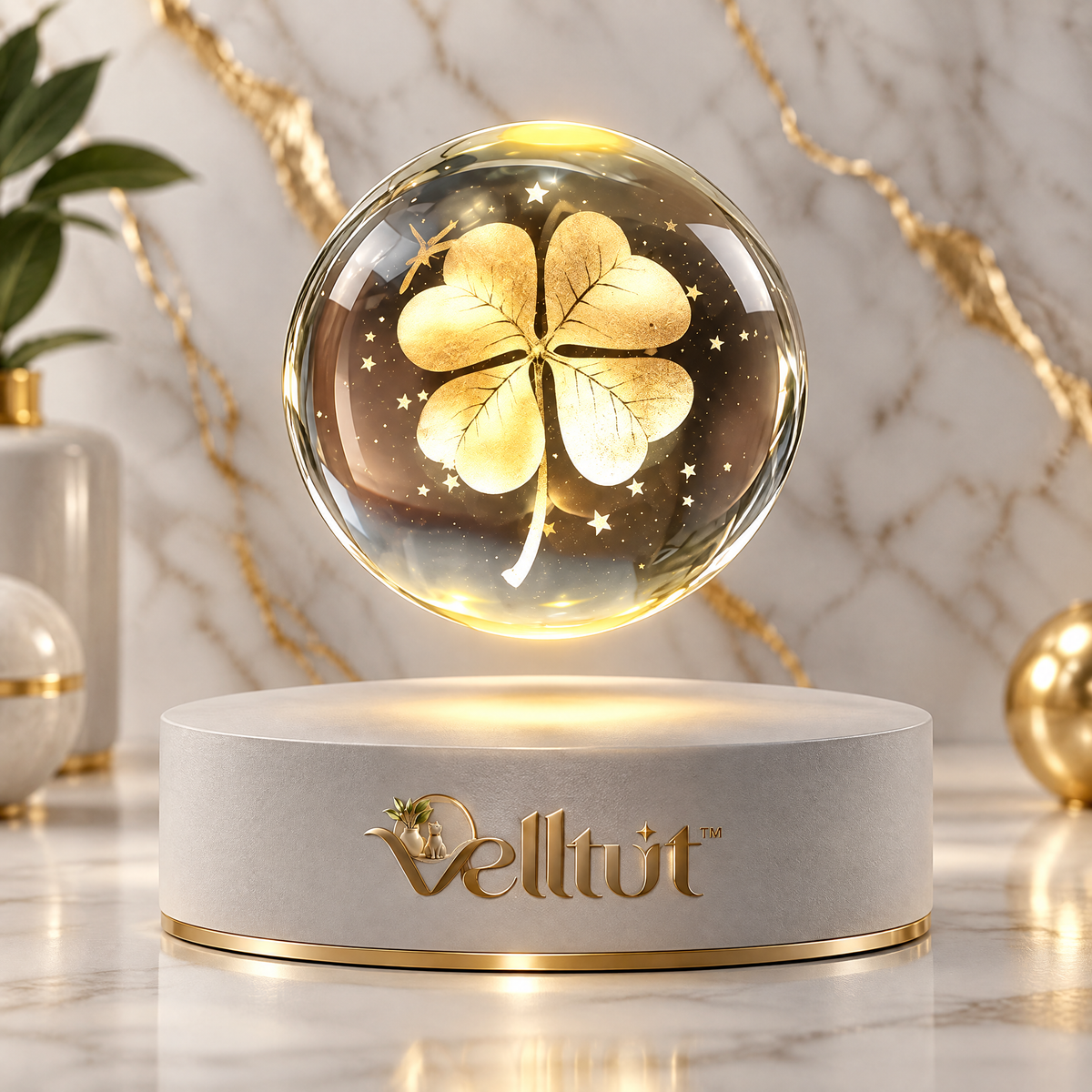 velltut™ Luminous Four-Leaf Clover Crystal Ball