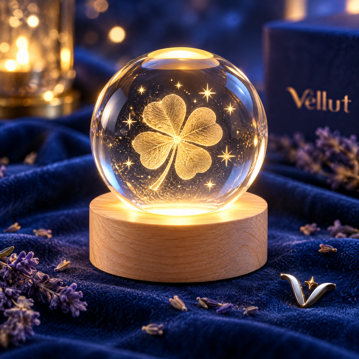 velltut™ Luminous Four-Leaf Clover Crystal Ball