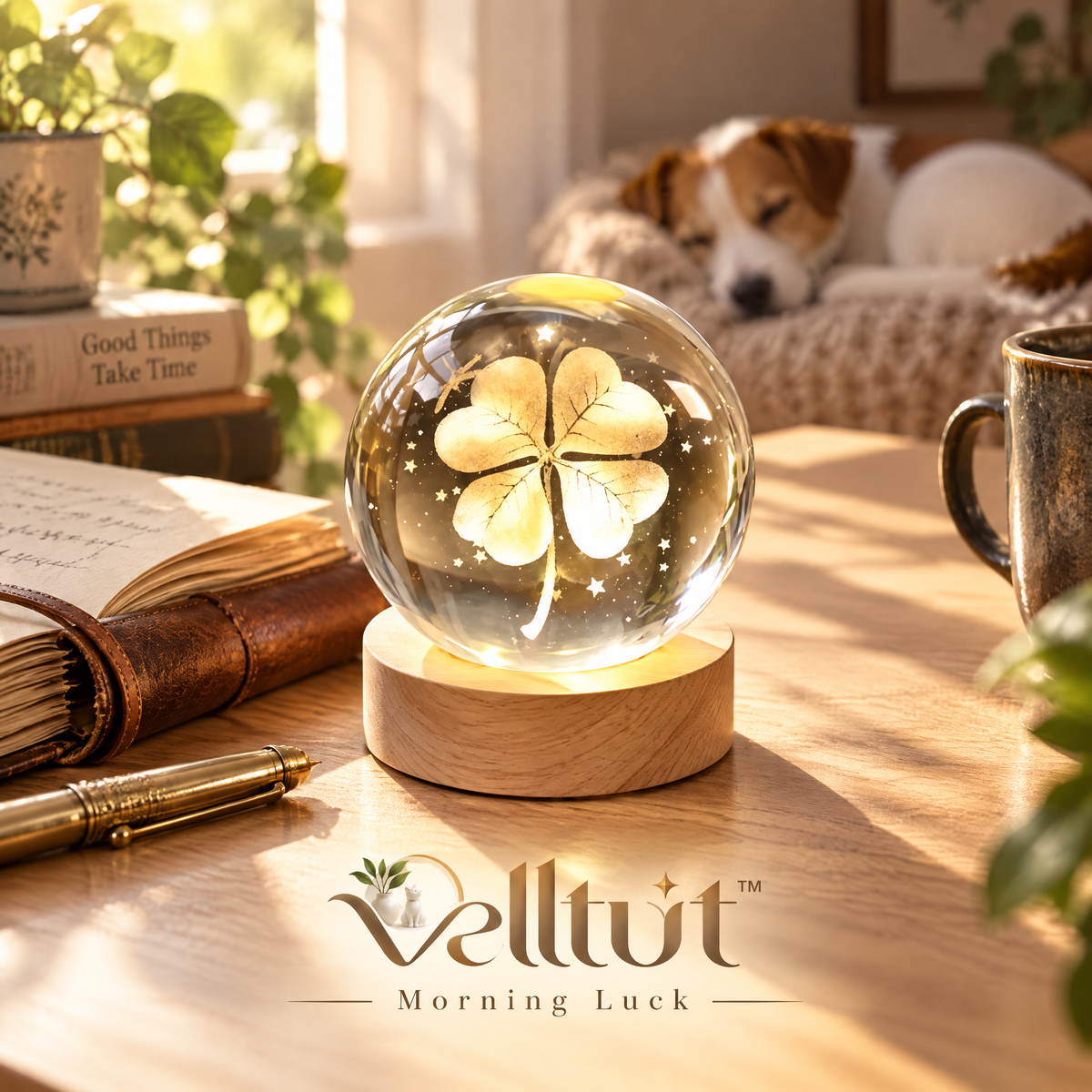 velltut™ Luminous Four-Leaf Clover Crystal Ball