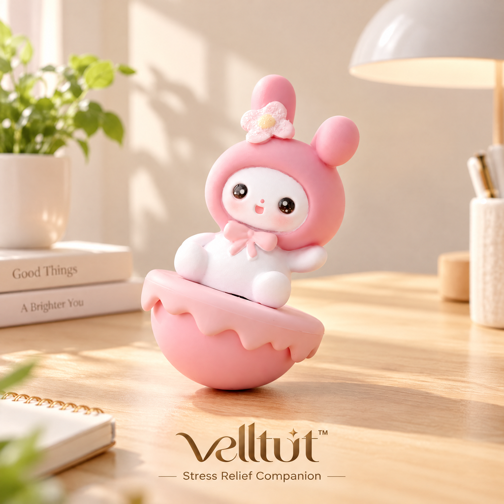 velltut™ Cute Pink Bunny Tumbler Figurine