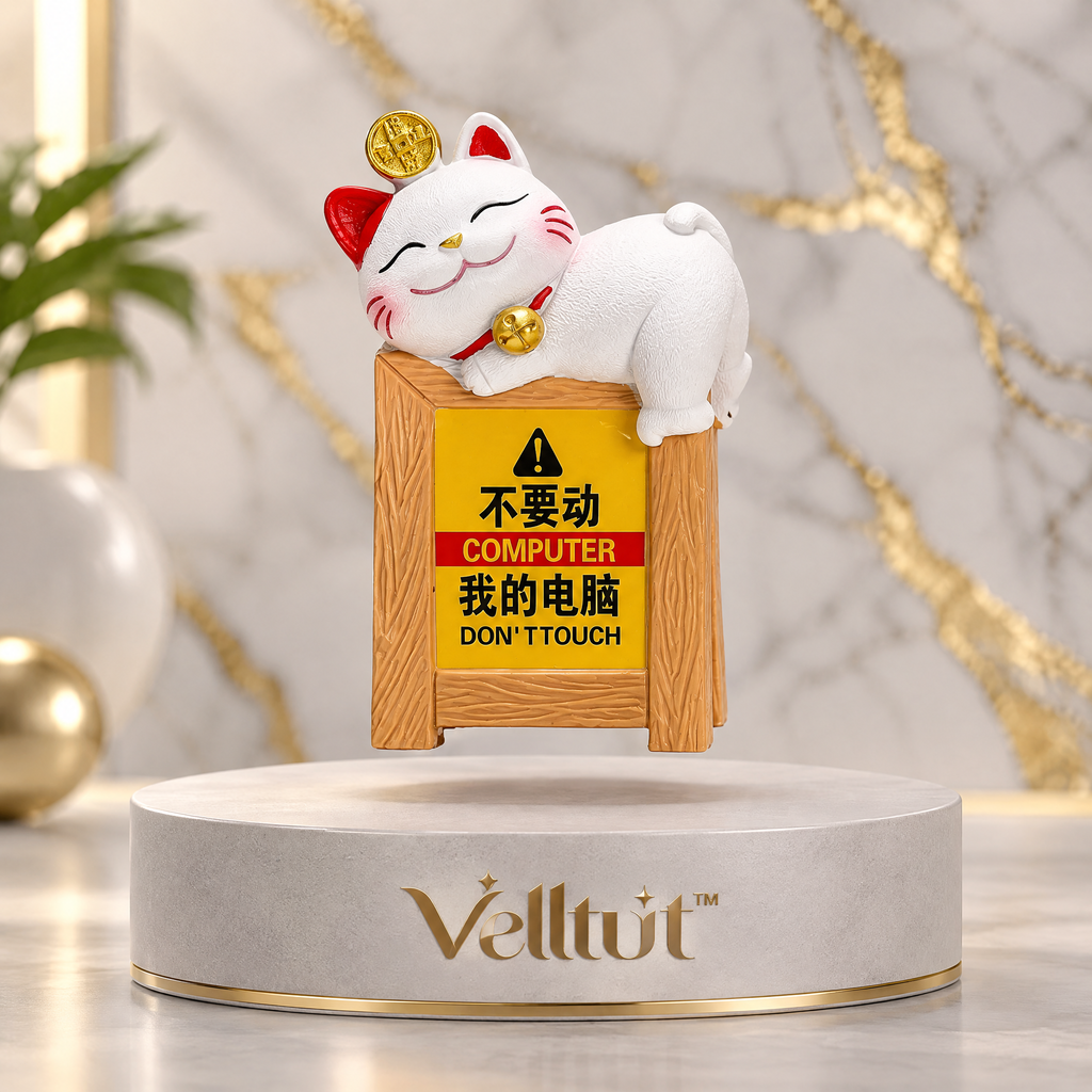 velltut™ "Don't Touch My Computer" Lucky Cat Figurine