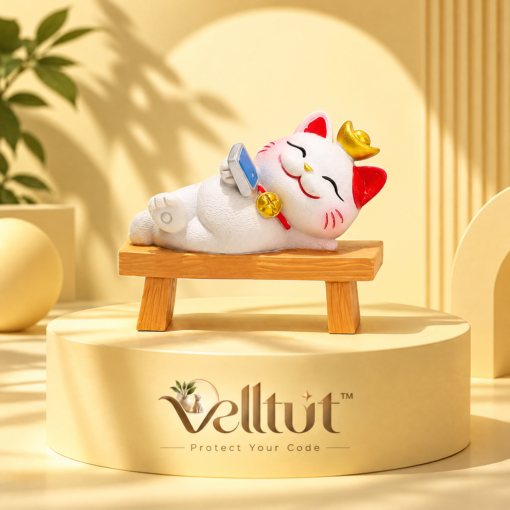 velltut™ "Don't Touch My Computer" Lucky Cat Figurine