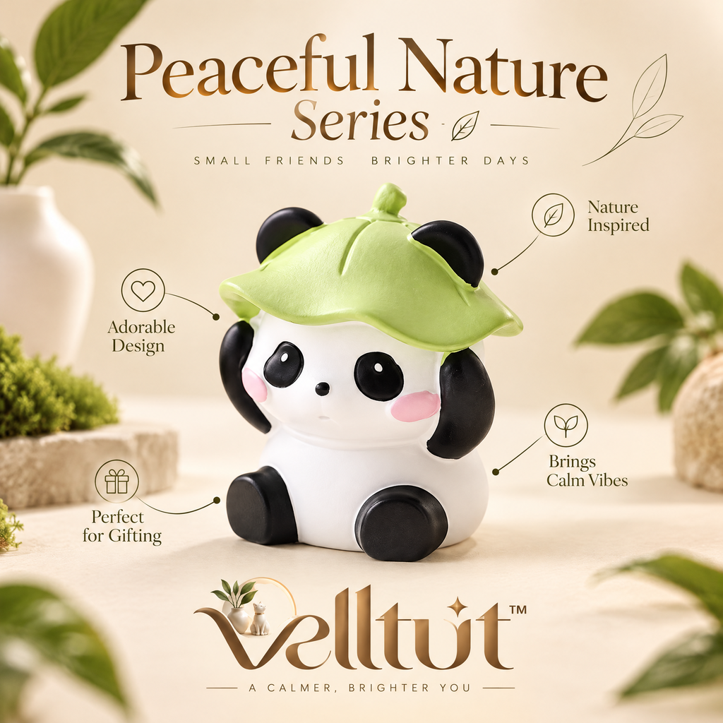 velltut™ Leaf-Hat Panda "Not Listening" Figurine