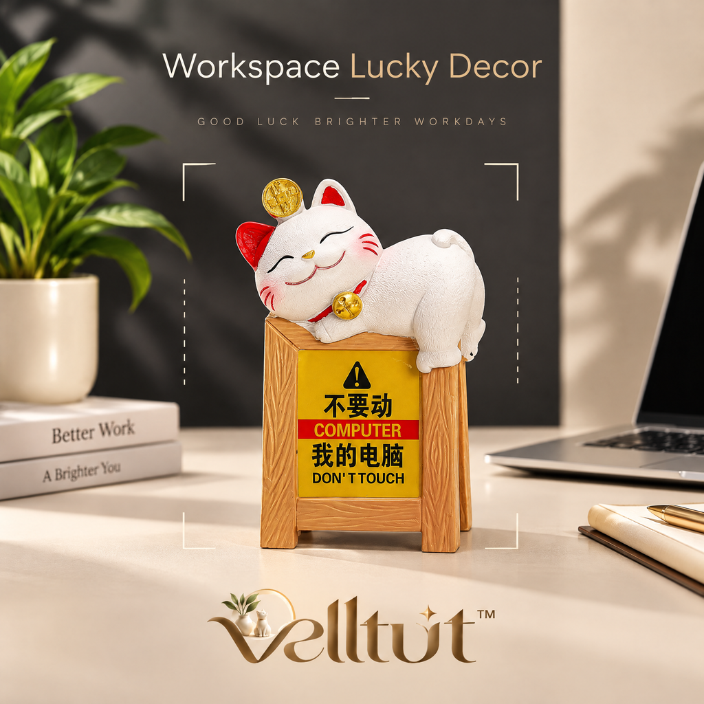 velltut™ "Don't Touch My Computer" Lucky Cat Figurine