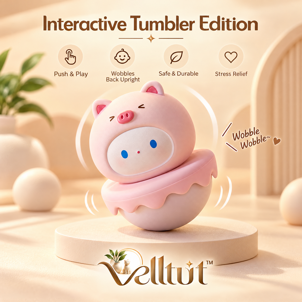 velltut™ Pastel Animal Rocking Chair Figurine